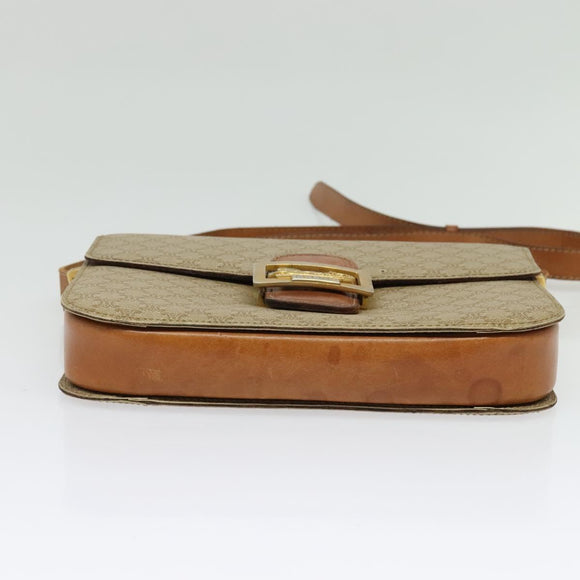 CELINE Macadam Canvas Shoulder Bag PVC Beige Gold Auth 142119