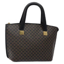 CELINE Macadam Canvas Hand Bag PVC Leather Black Gold Auth 142120-1