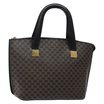 CELINE Macadam Canvas Hand Bag PVC Leather Black Gold Auth 142120