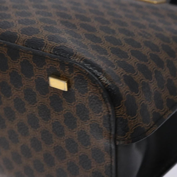 CELINE Macadam Canvas Hand Bag PVC Leather Black Gold Auth 142120