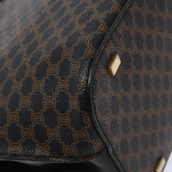 CELINE Macadam Canvas Hand Bag PVC Leather Black Gold Auth 142120