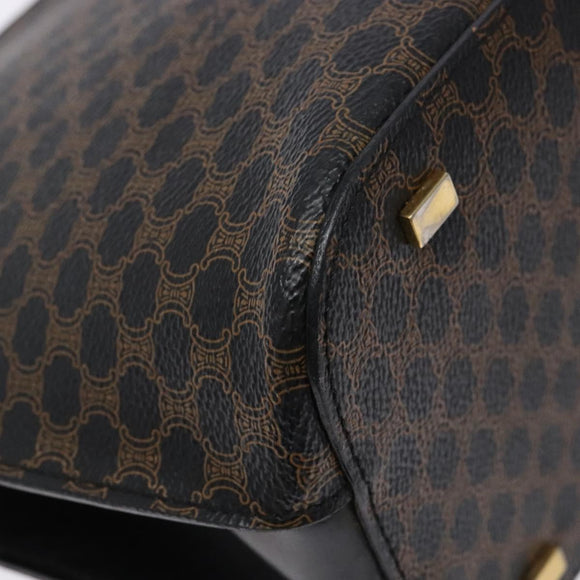CELINE Macadam Canvas Hand Bag PVC Leather Black Gold Auth 142120
