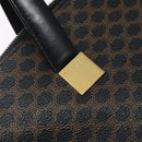 CELINE Macadam Canvas Hand Bag PVC Leather Black Gold Auth 142120-18