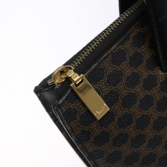 CELINE Macadam Canvas Hand Bag PVC Leather Black Gold Auth 142120