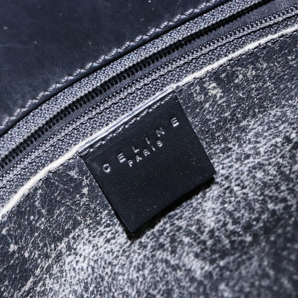 CELINE Macadam Canvas Hand Bag PVC Leather Black Gold Auth 142120