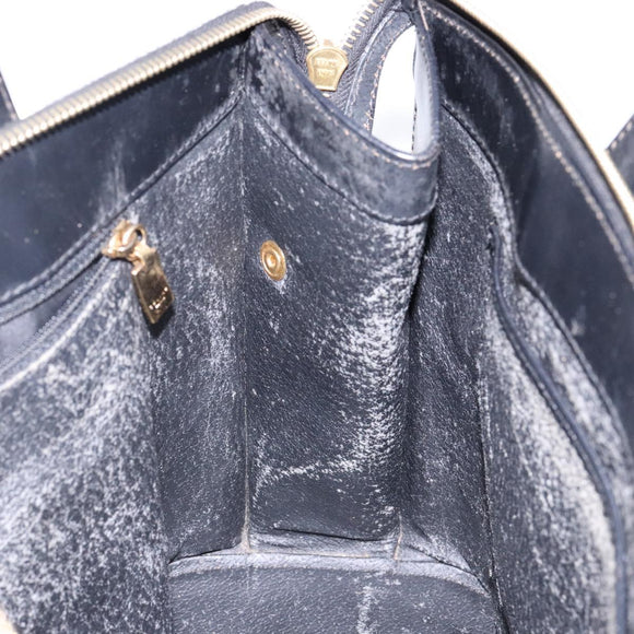 CELINE Macadam Canvas Hand Bag PVC Leather Black Gold Auth 142120