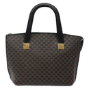 CELINE Macadam Canvas Hand Bag PVC Leather Black Gold Auth 142120-13