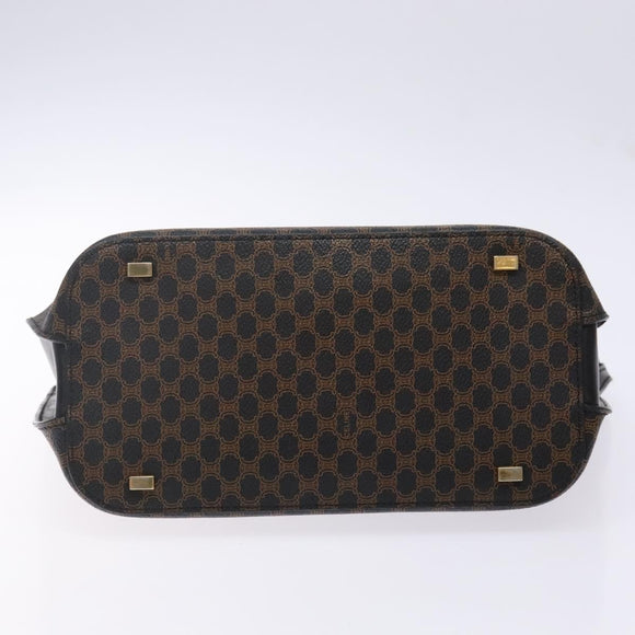 CELINE Macadam Canvas Hand Bag PVC Leather Black Gold Auth 142120