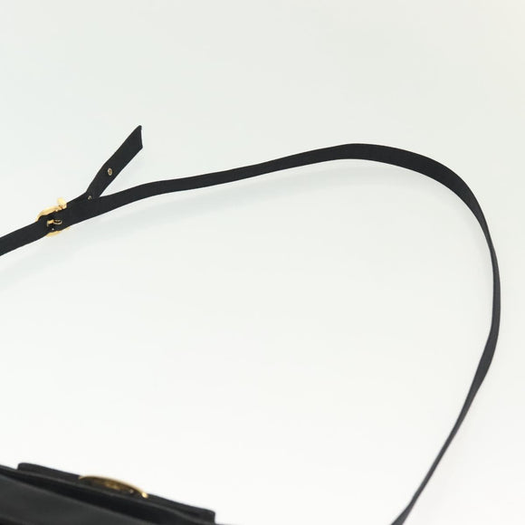 Salvatore Ferragamo Vala Shoulder Bag Satin Black Gold Auth 142122