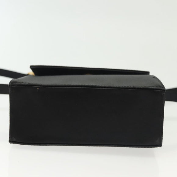 Salvatore Ferragamo Vala Shoulder Bag Satin Black Gold Auth 142122