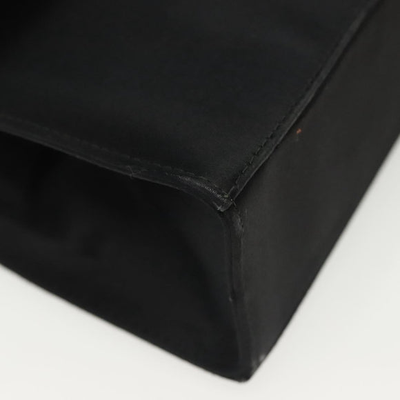 Salvatore Ferragamo Vala Shoulder Bag Satin Black Gold Auth 142122