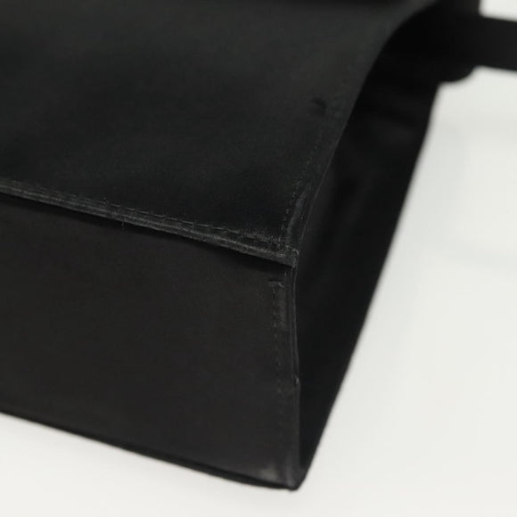 Salvatore Ferragamo Vala Shoulder Bag Satin Black Gold Auth 142122