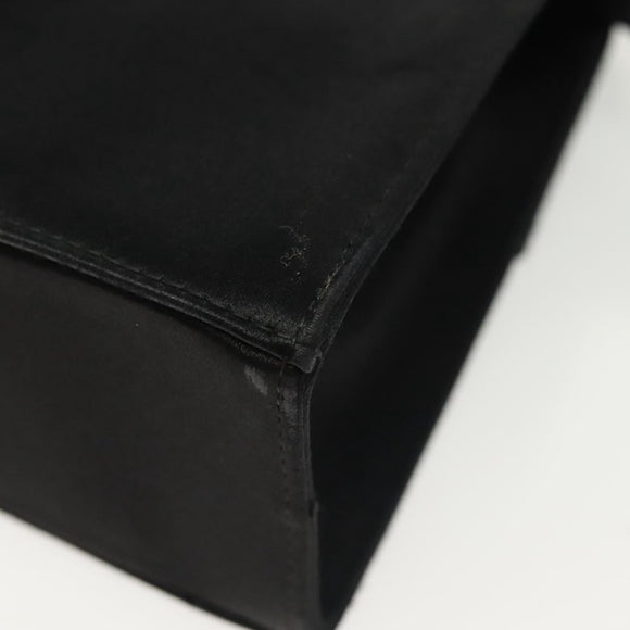 Salvatore Ferragamo Vala Shoulder Bag Satin Black Gold Auth 142122