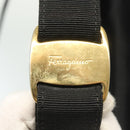 Salvatore Ferragamo Vala Shoulder Bag Satin Black Gold Auth 142122-19