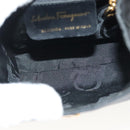 Salvatore Ferragamo Vala Shoulder Bag Satin Black Gold Auth 142122-10