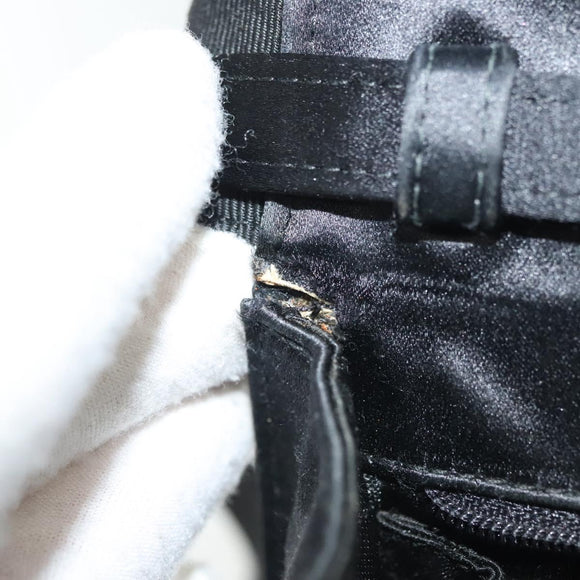 Salvatore Ferragamo Vala Shoulder Bag Satin Black Gold Auth 142122