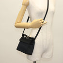 Salvatore Ferragamo Vala Shoulder Bag Satin Black Gold Auth 142122-24