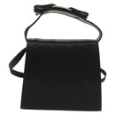 Salvatore Ferragamo Vala Shoulder Bag Satin Black Gold Auth 142122-2