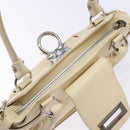 Salvatore Ferragamo Gancini Hand Bag Leather Ivory Silver Auth 142123-10