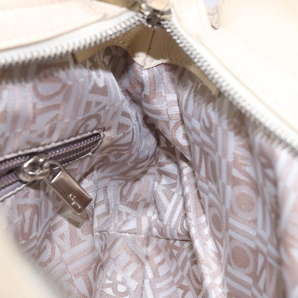 Salvatore Ferragamo Gancini Hand Bag Leather Ivory Silver Auth 142123