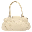 Salvatore Ferragamo Gancini Hand Bag Leather Ivory Silver Auth 142123-2