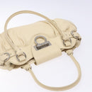 Salvatore Ferragamo Gancini Hand Bag Leather Ivory Silver Auth 142123-6