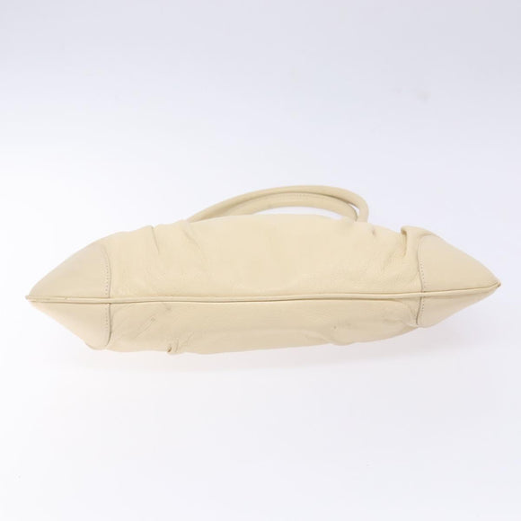 Salvatore Ferragamo Gancini Hand Bag Leather Ivory Silver Auth 142123