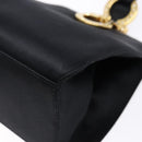 Salvatore Ferragamo Gancini Hand Bag Satin Black Gold Auth 142124V-9