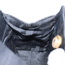 Salvatore Ferragamo Gancini Hand Bag Satin Black Gold Auth 142124V-17