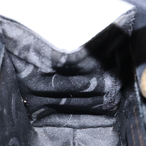 Salvatore Ferragamo Gancini Hand Bag Satin Black Gold Auth 142124V