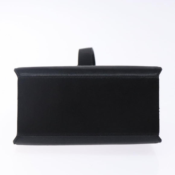 Salvatore Ferragamo Gancini Hand Bag Satin Black Gold Auth 142124V