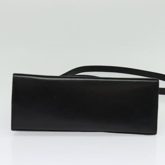 Salvatore Ferragamo Gancini Hand Bag Leather 2way Black Gold Auth 142126