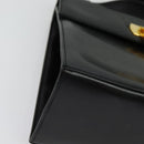 Salvatore Ferragamo Gancini Hand Bag Leather 2way Black Gold Auth 142126-9