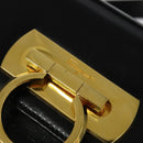 Salvatore Ferragamo Gancini Hand Bag Leather 2way Black Gold Auth 142126-19
