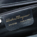 Salvatore Ferragamo Gancini Hand Bag Leather 2way Black Gold Auth 142126-12