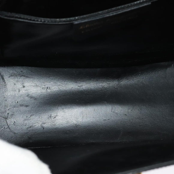 Salvatore Ferragamo Gancini Hand Bag Leather 2way Black Gold Auth 142126