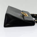 Salvatore Ferragamo Gancini Hand Bag Leather 2way Black Gold Auth 142126-4