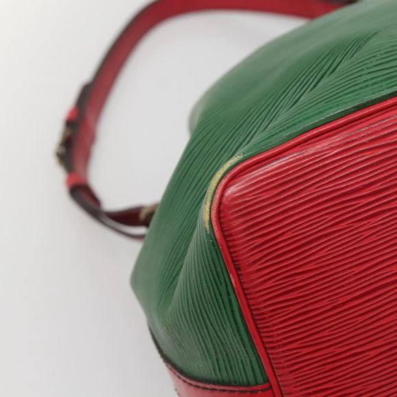 LOUIS VUITTON Epi Petit Noe Shoulder Bag Bicolor Green Red M44147 LV Auth 142133