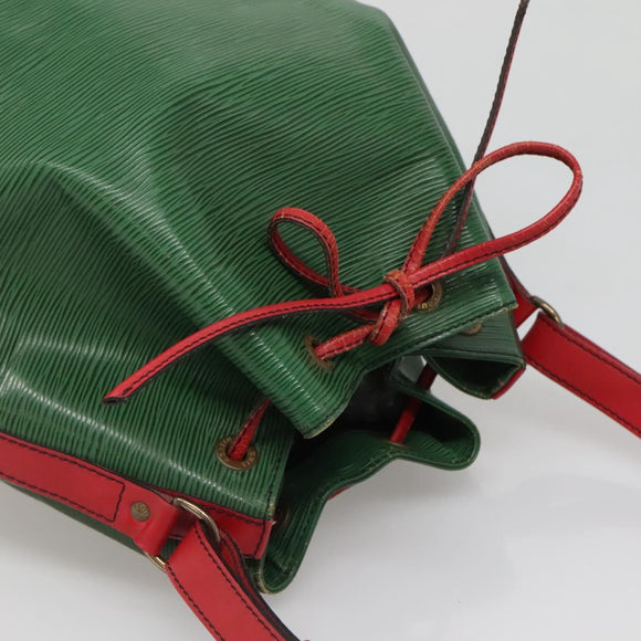 LOUIS VUITTON Epi Petit Noe Shoulder Bag Bicolor Green Red M44147 LV Auth 142133