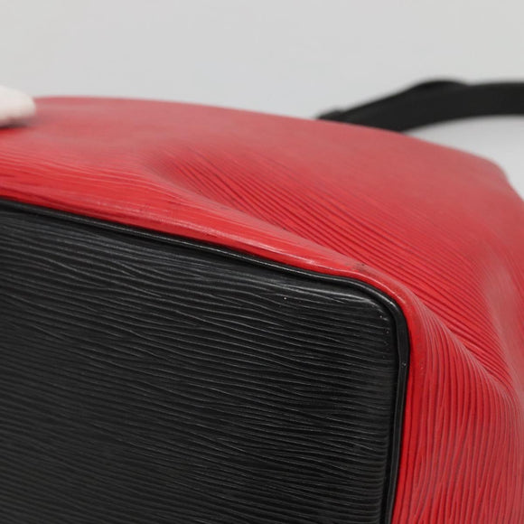 LOUIS VUITTON Epi Petit Noe Shoulder Bag Bicolor Black Red M44017 LV Auth 142148