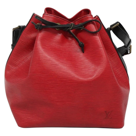 LOUIS VUITTON Epi Petit Noe Shoulder Bag Bicolor Black Red M44017 LV Auth 142148