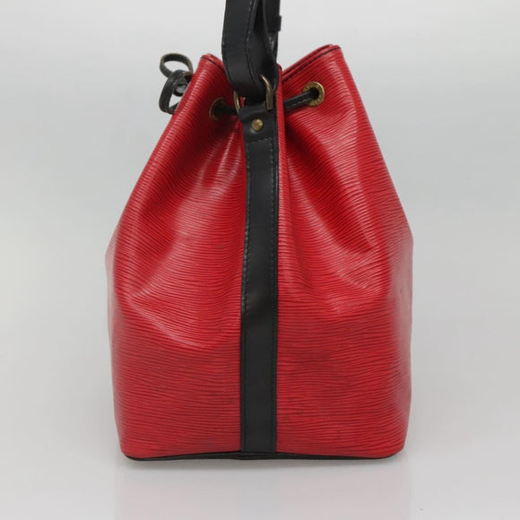 LOUIS VUITTON Epi Petit Noe Shoulder Bag Bicolor Black Red M44017 LV Auth 142148