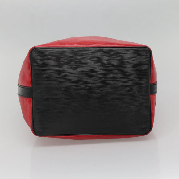 LOUIS VUITTON Epi Petit Noe Shoulder Bag Bicolor Black Red M44017 LV Auth 142148