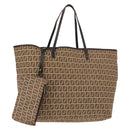 FENDI Zucchino Canvas Tote Bag Brown Auth 142159-1