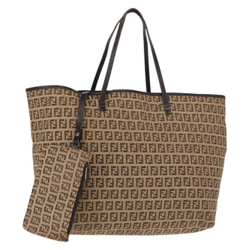 FENDI Zucchino Canvas Tote Bag Brown Auth 142159
