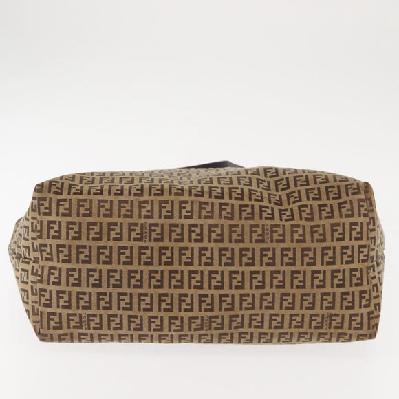 FENDI Zucchino Canvas Tote Bag Brown Auth 142159