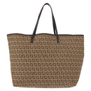FENDI Zucchino Canvas Tote Bag Brown Auth 142159-13