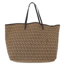 FENDI Zucchino Canvas Tote Bag Brown Auth 142159-2