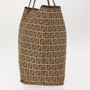 FENDI Zucchino Canvas Tote Bag Brown Auth 142159-5