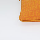 FENDI Zucchino Canvas Shoulder Bag Orange Silver Auth 142160-9